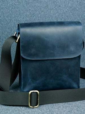 Шкіряна сумка синього кольору | 6799223