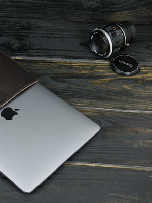 Шкіряний чохол кавового кольору для MacBook | 6799301