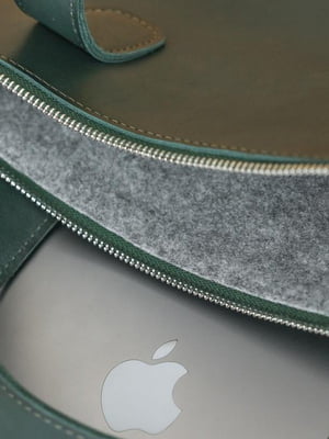 Шкіряний зелений чохол для MacBook | 6799342