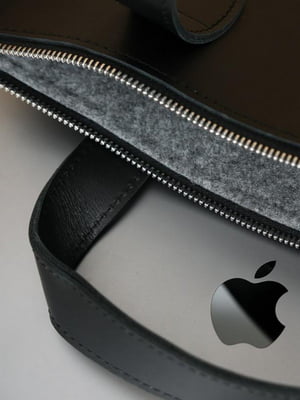 Шкіряний чорний чохол для MacBook | 6799346