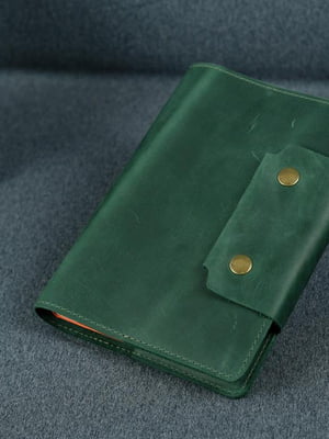 Шкіряна обкладинка для блокноту А5 зеленого кольору | 6800735