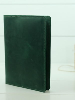 Шкіряна обкладинка для блокноту А5 зеленого кольору | 6800796