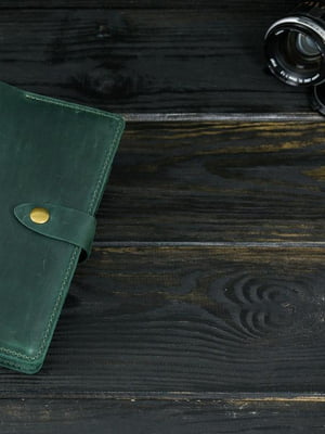 Шкіряна обкладинка для щоденника формату А5 зелена | 6800877