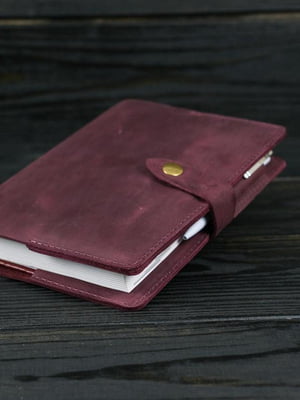 Шкіряна обкладинка для щоденника формату А5 кольору бордо | 6800878