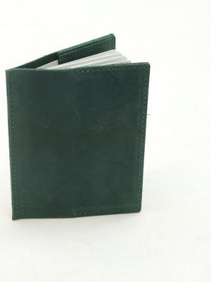 Шкіряна обкладинка для документів зелена | 6801003