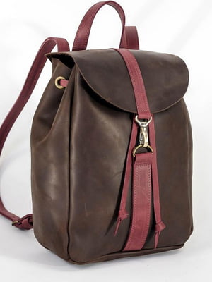 Кожаный коричнево-бордовый рюкзак “Киев” | 6797069