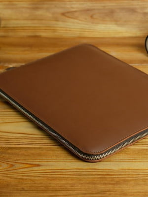 Кожаный коричневый чехол для MacBook на молнии с войлоком | 6797264
