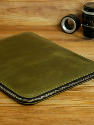 Чохол оливкового кольору для MacBook на блискавці з повстю | 6797270