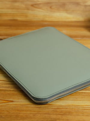 Кожаный серый чехол для MacBook на молнии с войлоком | 6797275