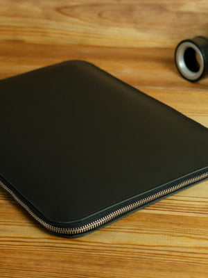 Шкіряний чорний чохол для MacBook на блискавці з повстю | 6797277