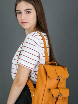 Шкіряний рюкзак "Джун" бурштинового кольору | 6797330