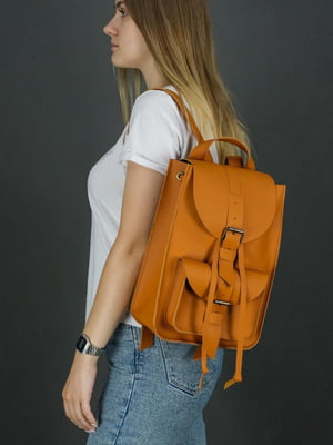 Рюкзак з натуральної шкіри "Флоренція" бурштинового кольору | 6797510