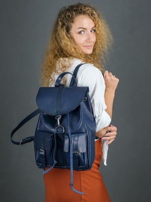 Рюкзак з натуральної шкіри "Джейн" синій | 6797529