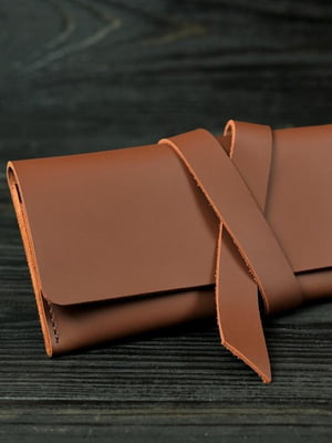 Шкіряний гаманець-клатч із закруткою кольору віскі | 6797782