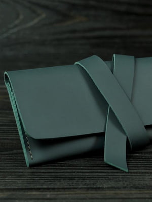 Зелений шкіряний гаманець-клатч із закруткою | 6797783