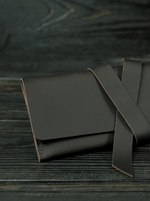 Шкіряний гаманець-клатч із закруткою коричневого кольору | 6797788