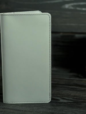 Шкіряний гаманець-клатч сірого кольору | 6797838