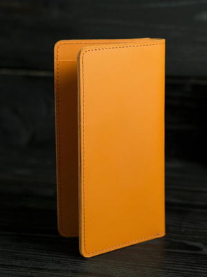 Шкіряний гаманець-клатч кольору бурштин | 6797840
