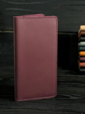 Шкіряний гаманець "Лонг Тревел" бордового кольору | 6797848