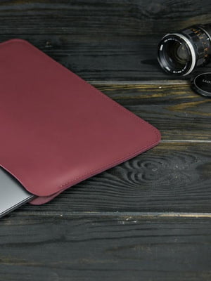 Кожаный бордовый чехол для MacBook | 6798366