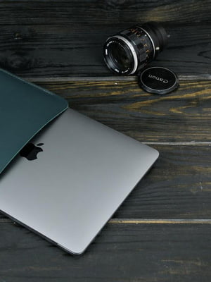 Шкіряний зелений чохол для MacBook | 6798372