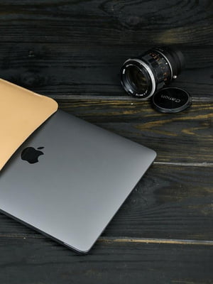 Кожаный бежевый чехол для MacBook | 6798380