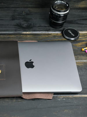 Шкіряний коричневий чохол для MacBook | 6798610
