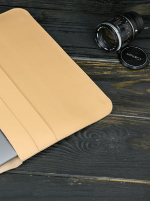 Шкіряний бежевий чохол для MacBook | 6798617