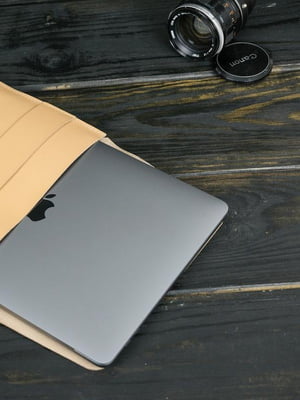 Шкіряний бежевий чохол для MacBook | 6798621
