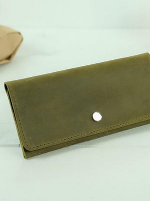 Шкіряний гаманець "Флай" оливкового кольору | 6798893