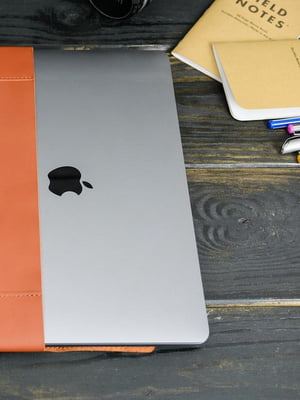 Шкіряний чохол для MacBook кольору коньяк | 6799041