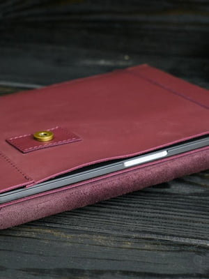 Кожаный бордовый чехол для MacBook | 6799044