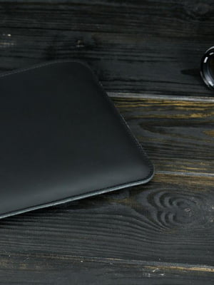 Шкіряний чорний чохол для MacBook | 6799082