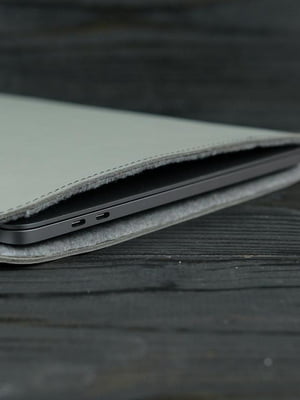 Шкіряний сірий чохол для MacBook | 6799087