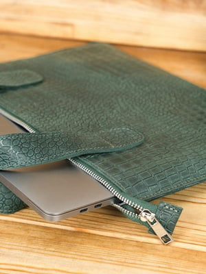 Шкіряний зелений чохол для MacBook | 6799334