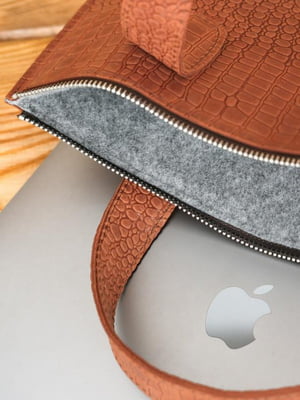 Шкіряний чохол кольору коньяк для MacBook | 6799336