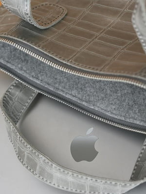 Шкіряний сірий чохол для MacBook | 6799339
