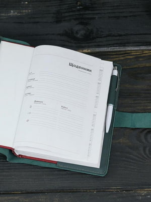 Шкіряна обкладинка для щоденника формату А5 зелена | 6800873
