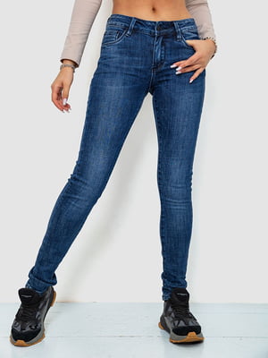 Синие джинсы-скинни с потертостями | 6801304