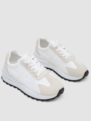 Кросівки біло-бежеві на щільній підошві | 6801364