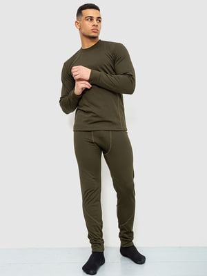 Комплект термобілизни кольору хакі: лонгслів та штани | 6801411