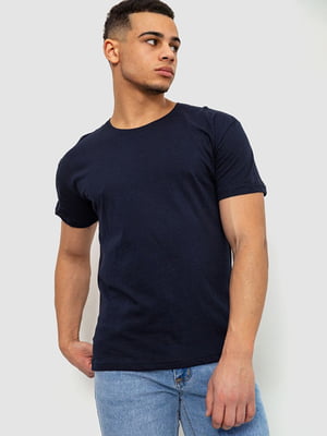 Базова темно-синя бавовняна футболка | 6801420