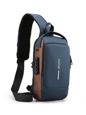 Синьо-коричнева багатофункціональна сумка через плече з кабелем USB AF – AM | 6801510