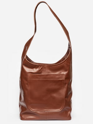 Шкіряна коричнева сумка-шопер | 6801719
