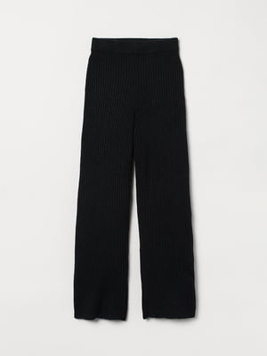 Черные трикотажные брюки в рубчик | 6801754
