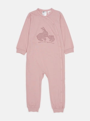 Розовая пижама-комбинезон с рисунком | 6802026