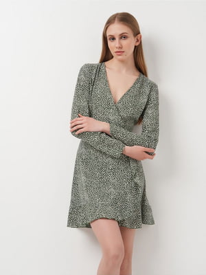 Зеленое платье в мелкий принт | 6802309