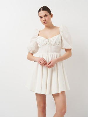 Белое платье с рукавами-фонариками | 6802329