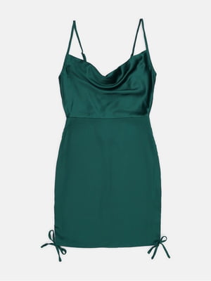 Зелена міні-сукня на тонких бретелях | 6802337