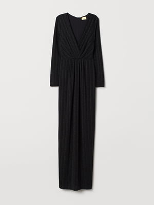 Чорне плаття-максі з ребристого блискучого трикотажу | 6802351